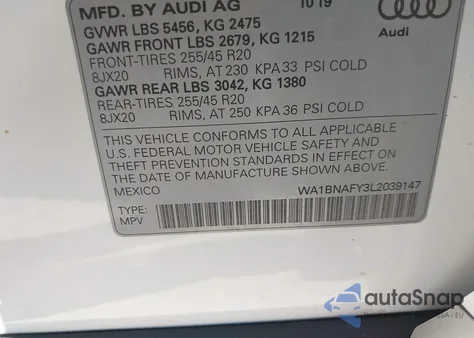 2020 Audi Q5 Premium Plus 45 Tfsi Quattro S Tronic из США, поврежденный, VIN WA1BNAFY3L2039147